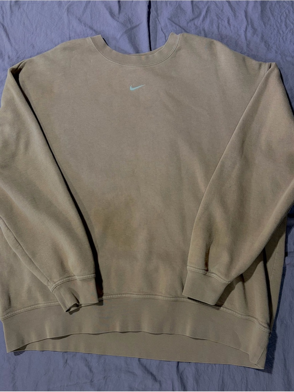Nike Crewneck Sweatshirt in Tan with Small Swoosh